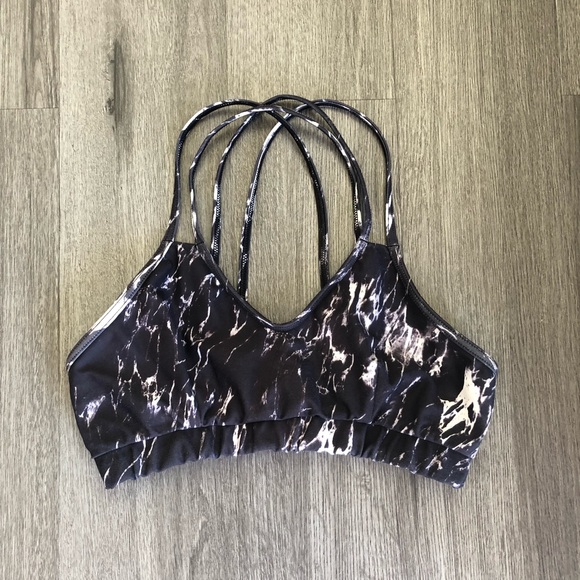 Salty Honey Other - Salty Honey Marble Black & White Double Strap Sportsbra